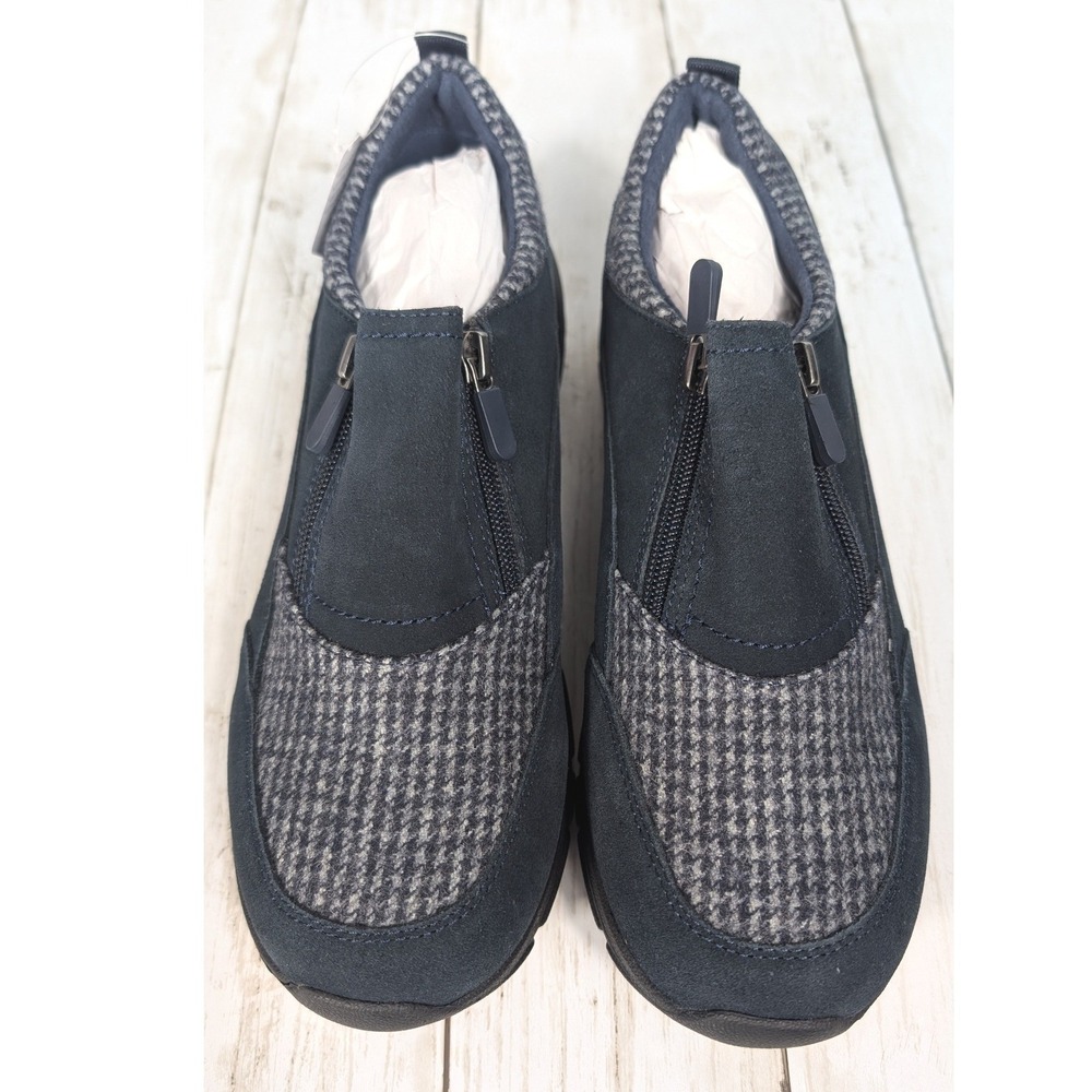 Lands‎ End Women All Weather Insulated Suede Leather Zip Shoes Navy Sz 9H NEW